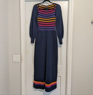 Vintage Deadstock CRISSA Linea Italiana Wool Knit Bishop Sleeve Maxi Dress 1970s